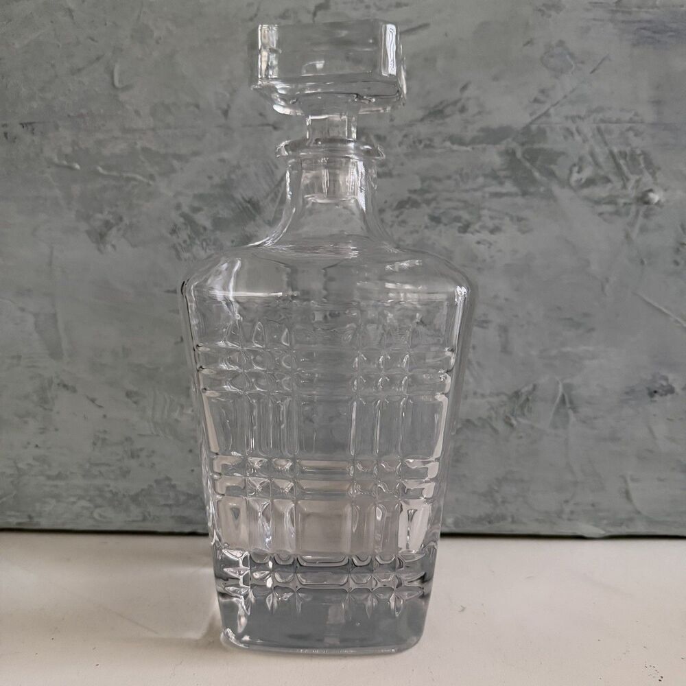 Maketh The Man Art Deco Whiskey Decanter Glass Barware Lead Free Crystal Plaid - Picture 4 of 10